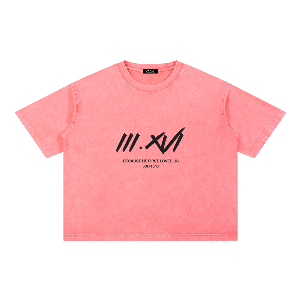 "JOHN 3:16" PINK WASH BOXY COTTON T-SHIRT