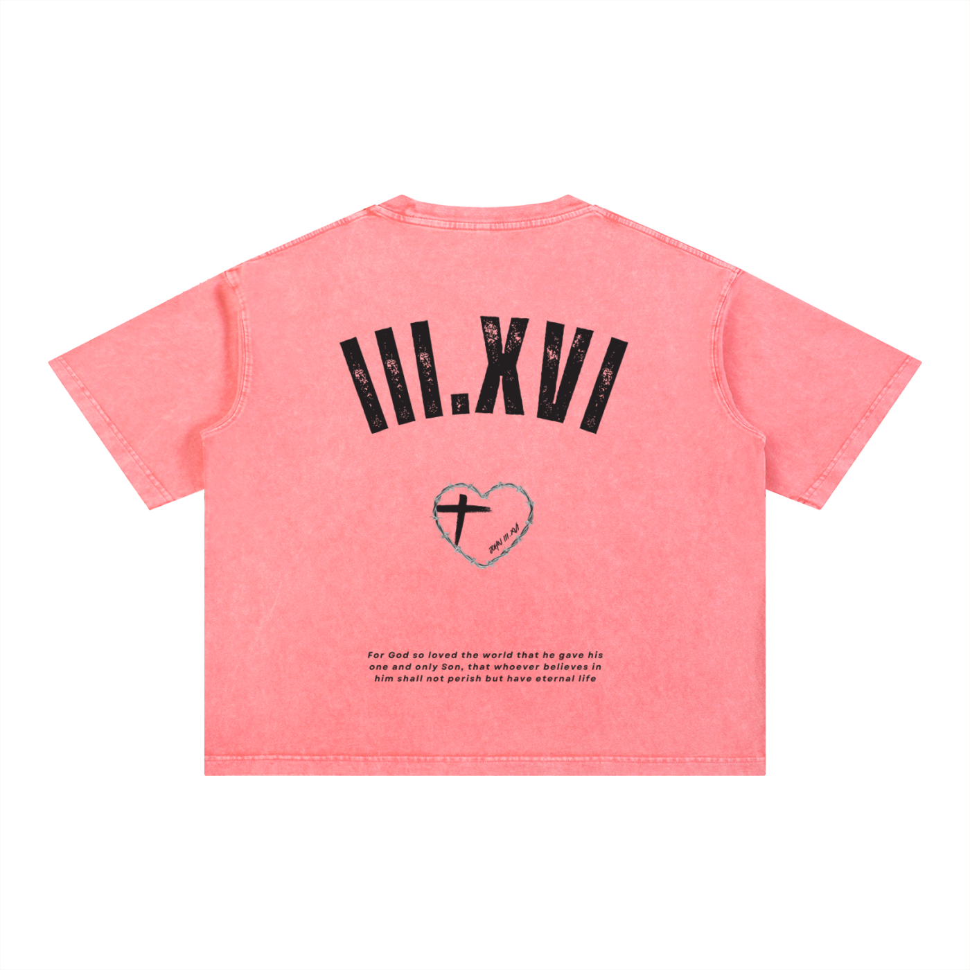 "JOHN 3:16" PINK WASH BOXY COTTON T-SHIRT