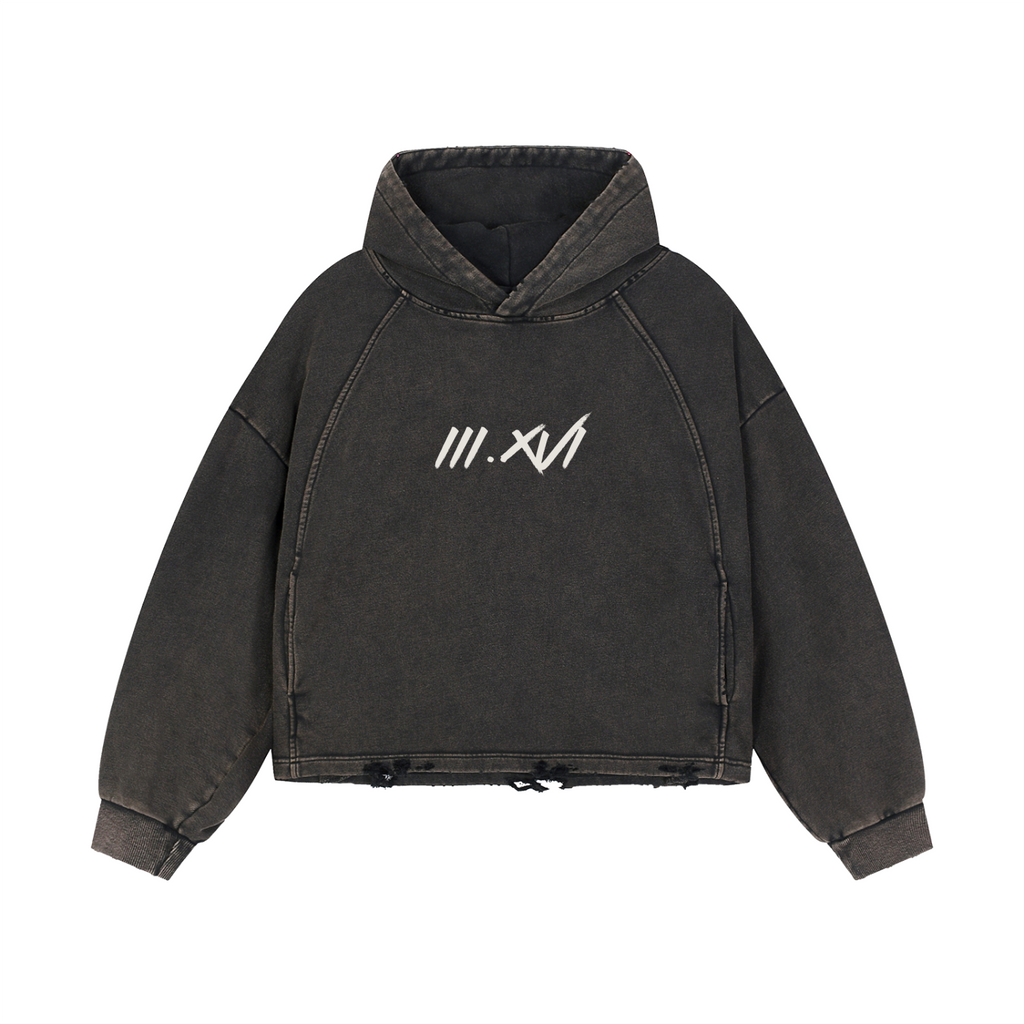 "ABOVE ALL" VINTAGE WASHED BLACK HOODIE