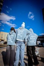 "ABOVE ALL" VINTAGE WASHED BLUE HOODIE