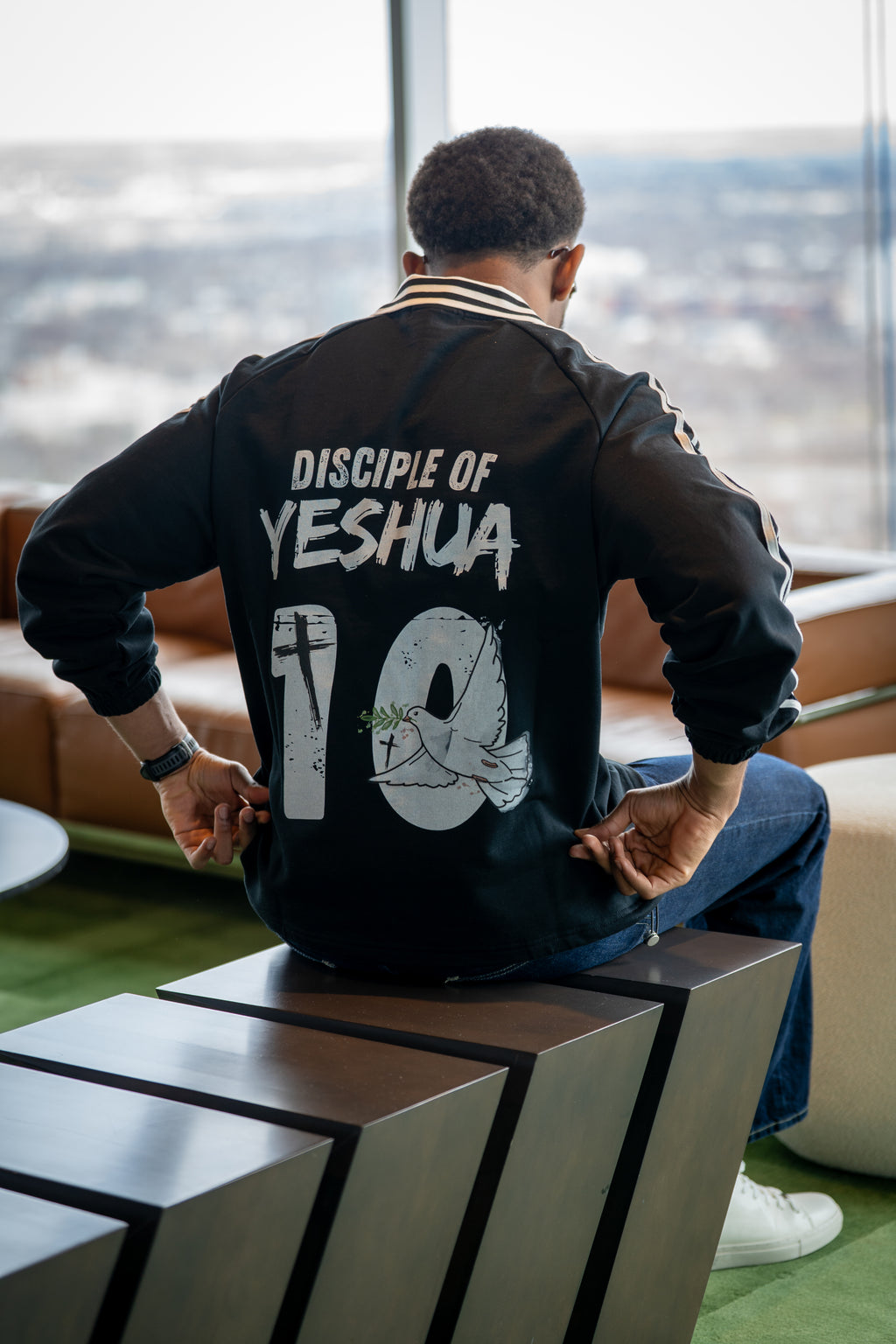 "DISCIPLE OF YESHUA"  BLACK LONG SLEEVE POLO