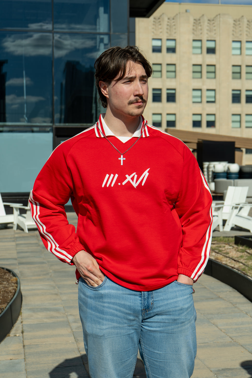 "DISCIPLE OF YESHUA"  RED LONG SLEEVE POLO