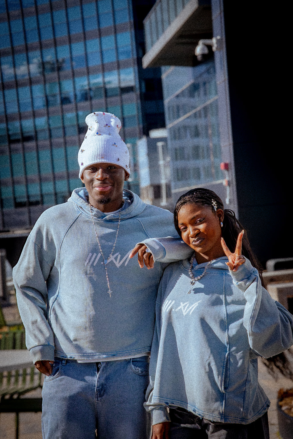 "ABOVE ALL" VINTAGE WASHED BLUE HOODIE