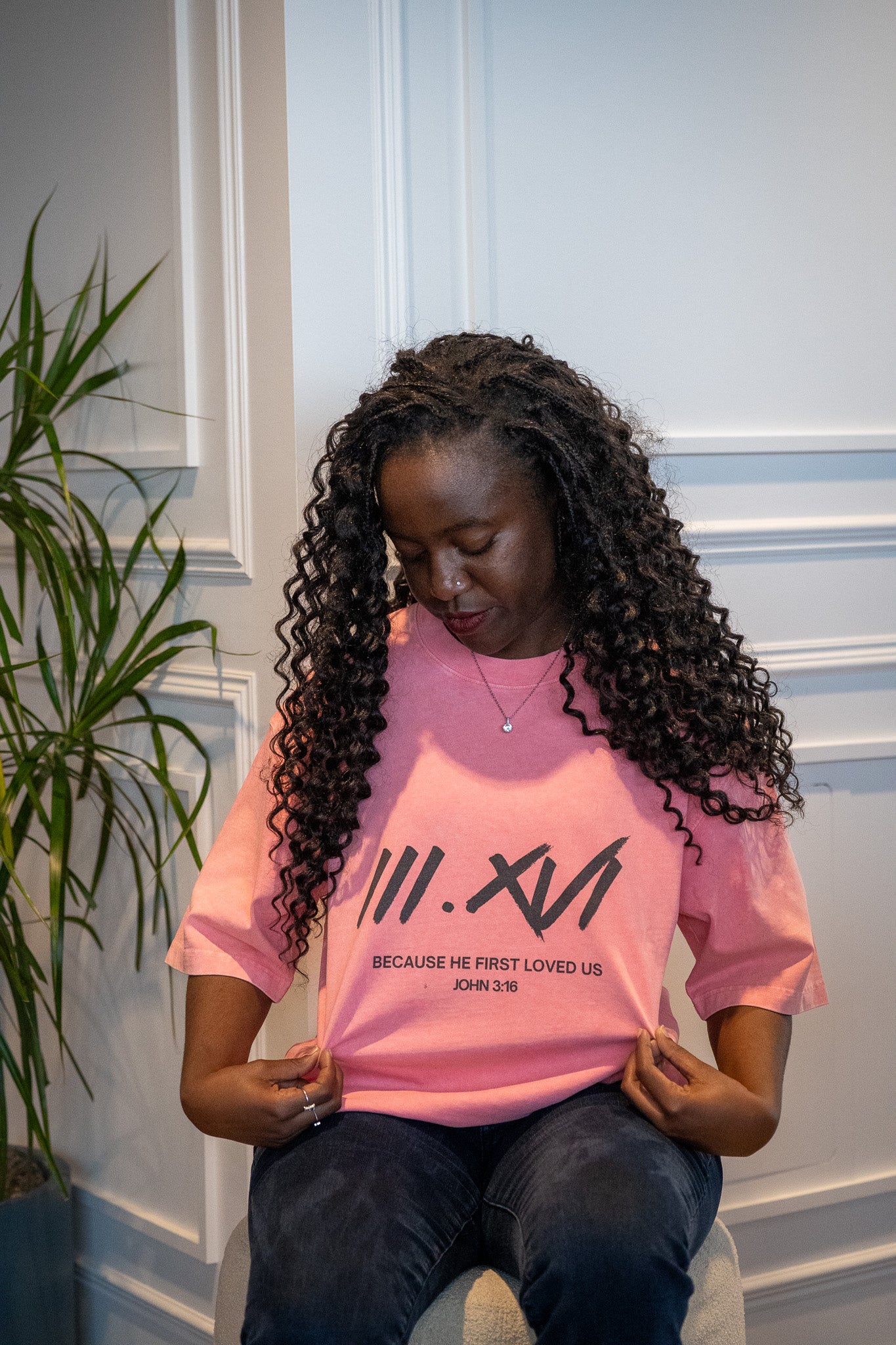 "JOHN 3:16" PINK WASH BOXY COTTON T-SHIRT