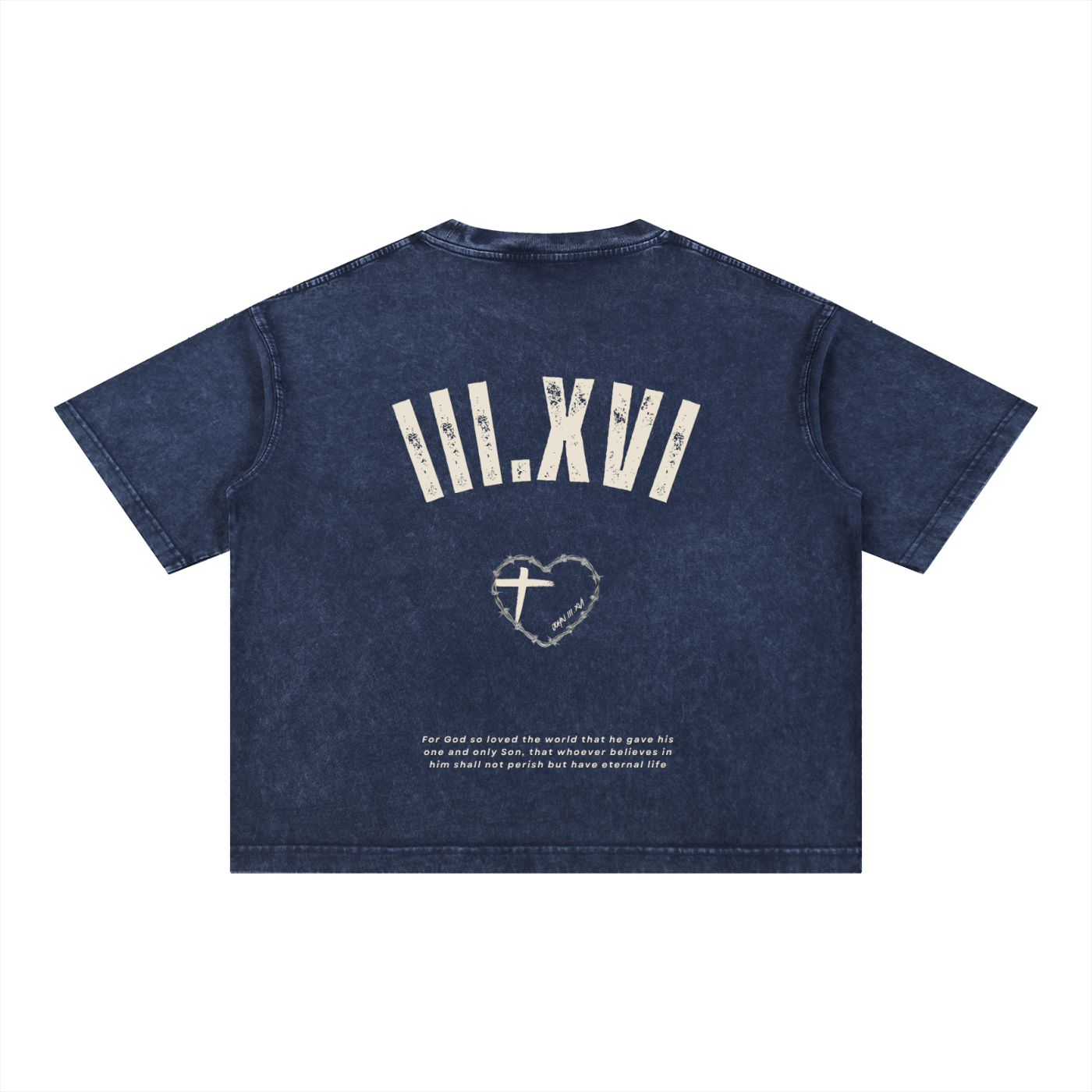 "JOHN 3:16" BLUE WASH BOXY COTTON T-SHIRT