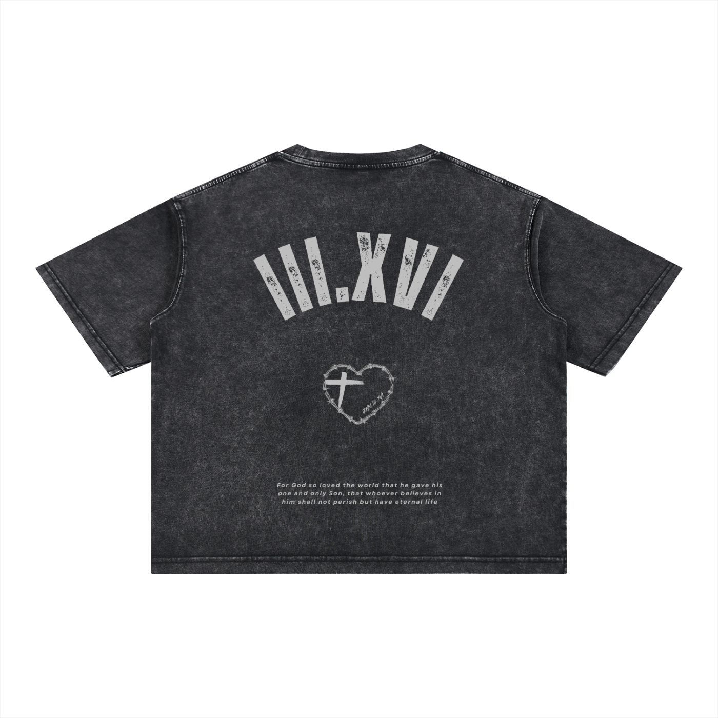 "JOHN 3:16" BLACK WASH BOXY COTTON T-SHIRT